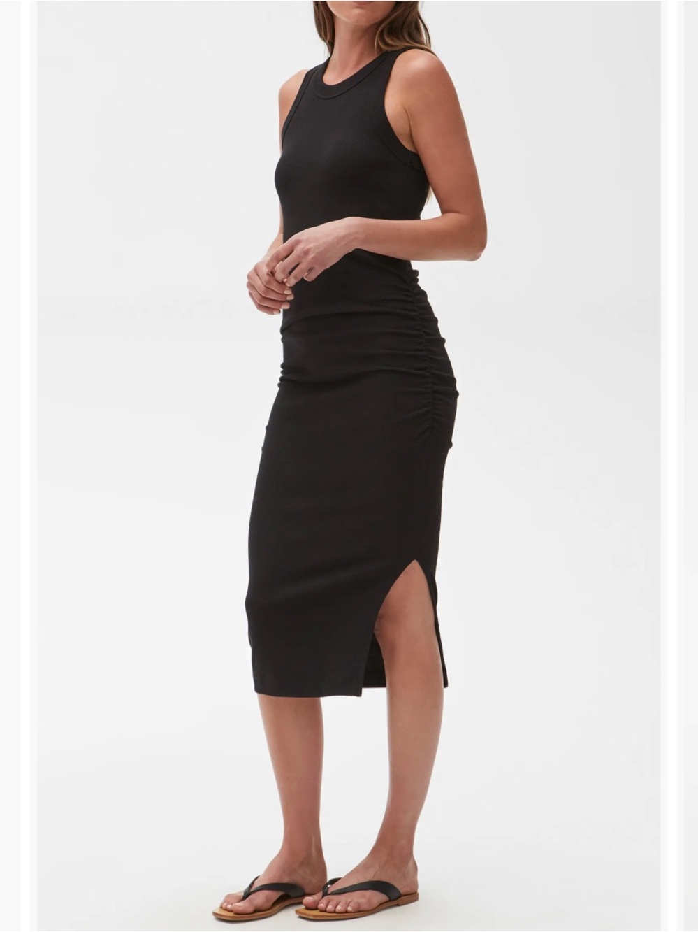 Wren Side Slit Sleeveless Body-Con Midi Dress